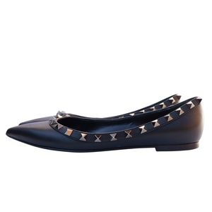 Valentino Garavani  Leather Flats Black Rockstud